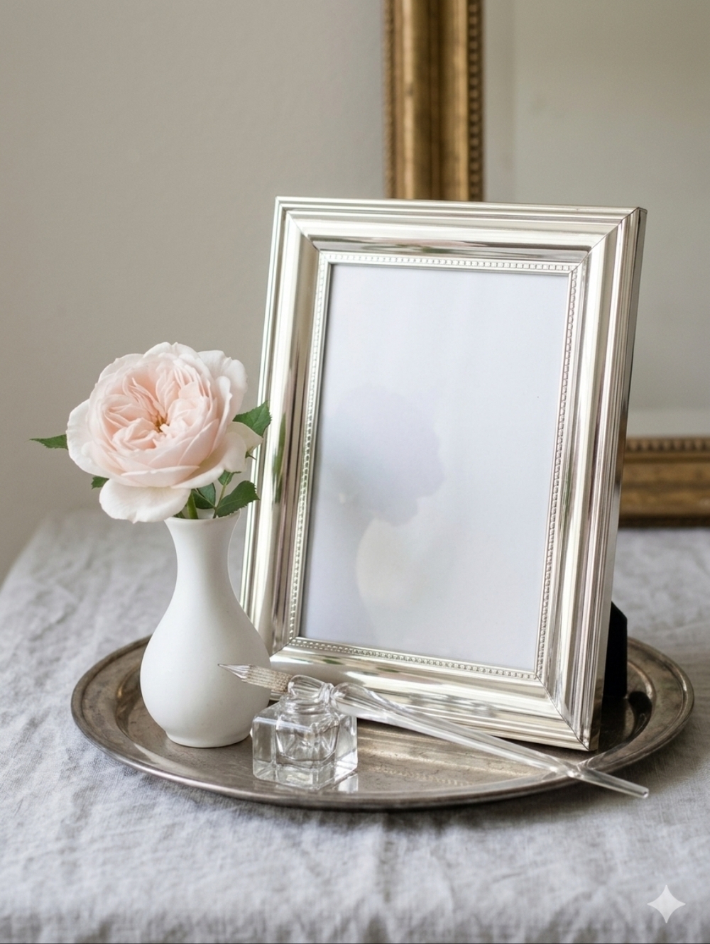 Unbranded Silver Beaded 5x7 Picture Frame Polished Modern Heritage Romantic